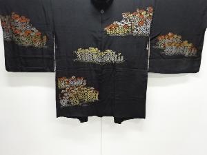 大正ロマン　万寿菊模様織り出し漆一つ紋絵羽織